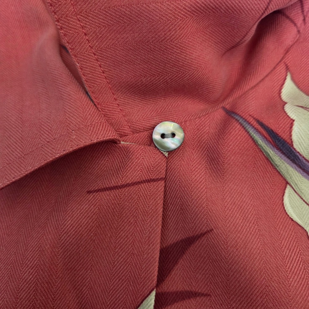 Tommy Bahama Womens Silk Bird of Paradise Floral Shirt Coral Pink S Short Sleeve - Picture 4 of 7